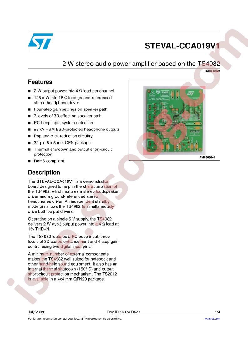 STEVAL-CCA019V1 Data Brief