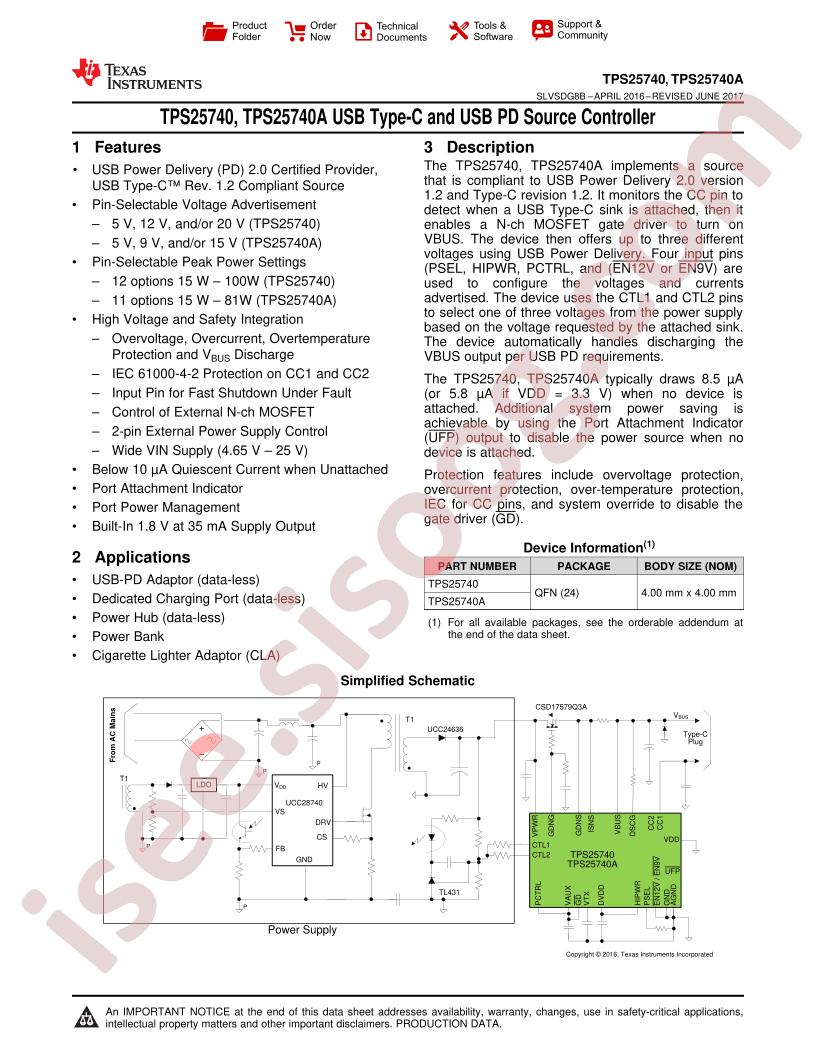 TPS25740(A) Datasheet