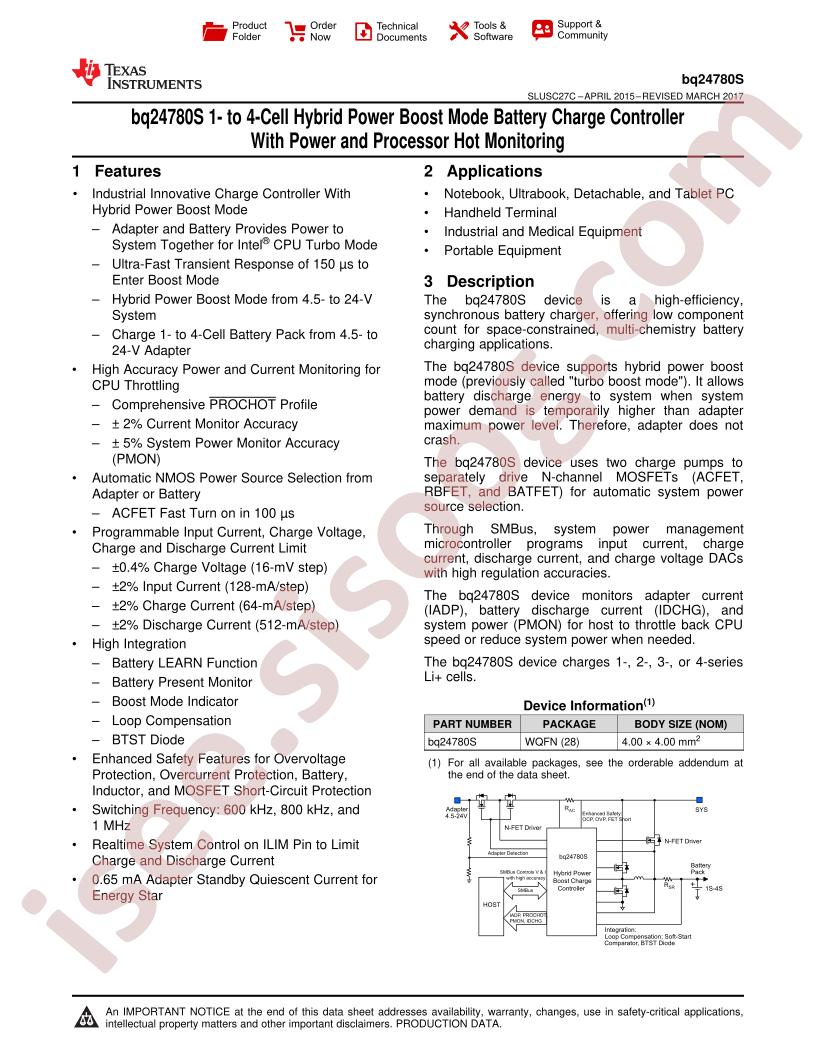 BQ24780S Datasheet