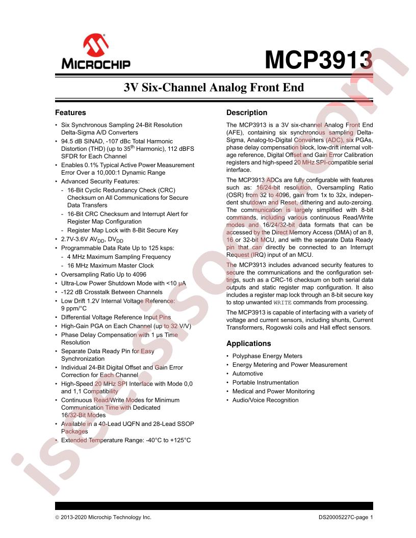 MCP3913 Datasheet