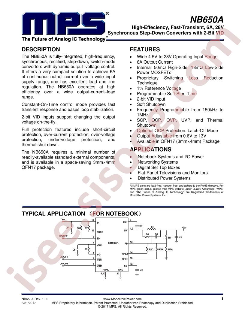 NB650A Datasheet