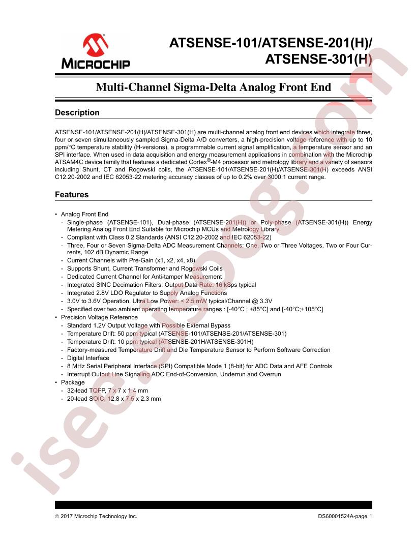 ATSENSE101,201(H),301(H) Datasheet