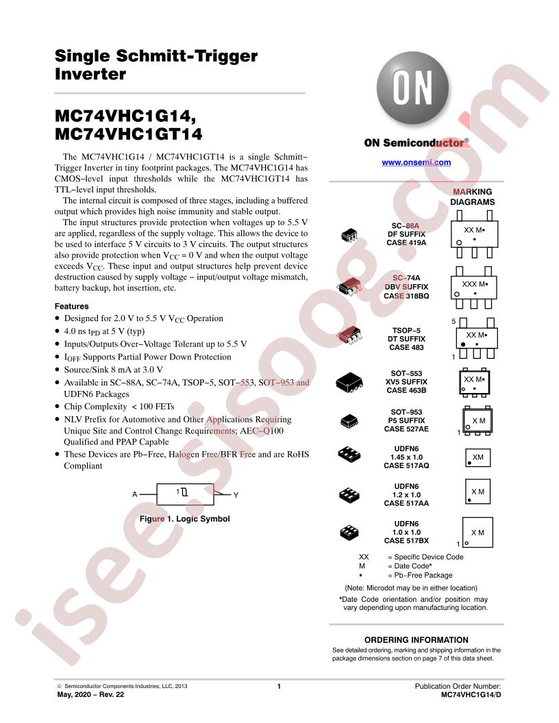 MC74VHC1G14, MC74VHC1GT14