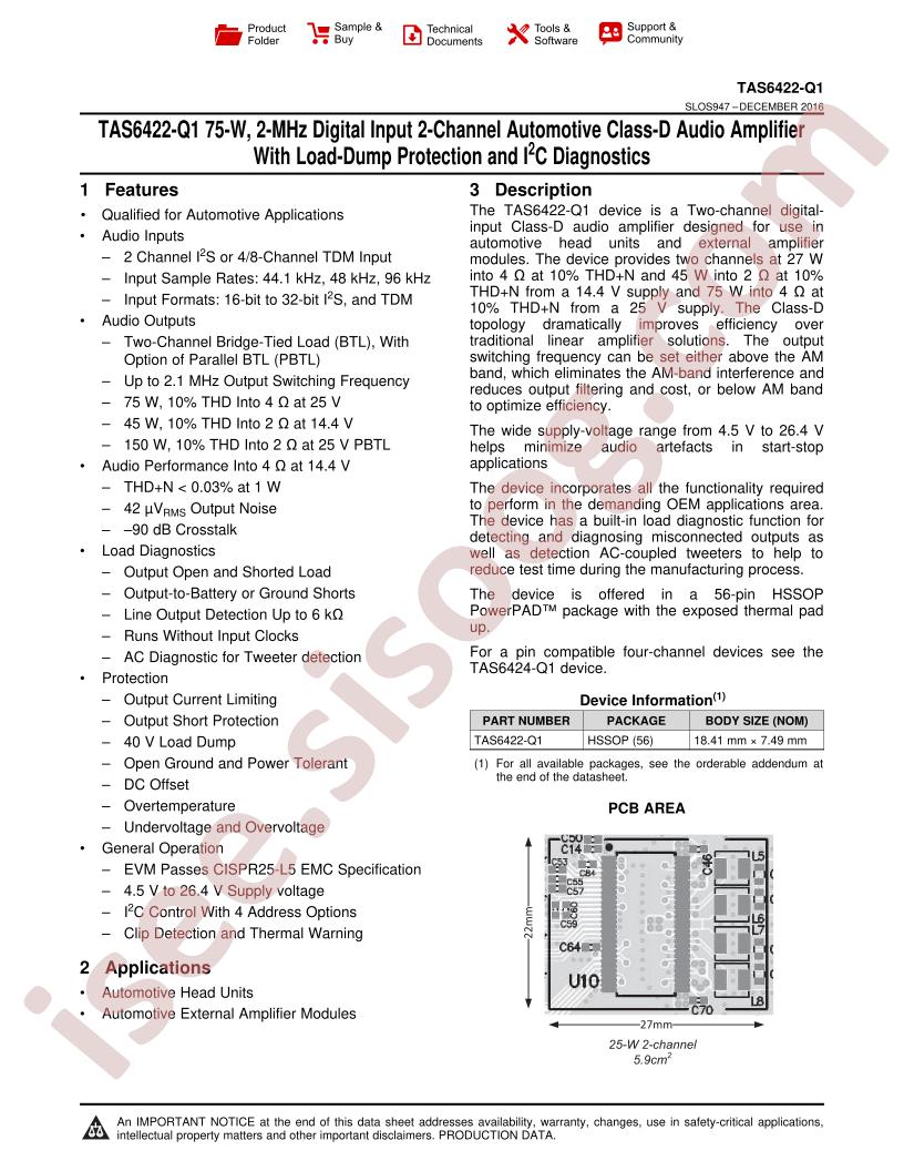 TAS6422-Q1 Datasheet