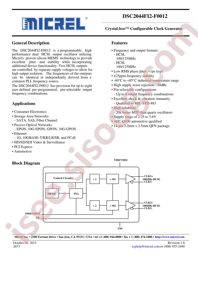 DSC2044FI2-F0012 Datasheet