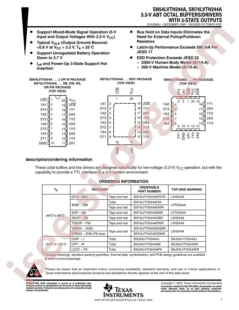 SN(54,74)LVTH244A Datasheet
