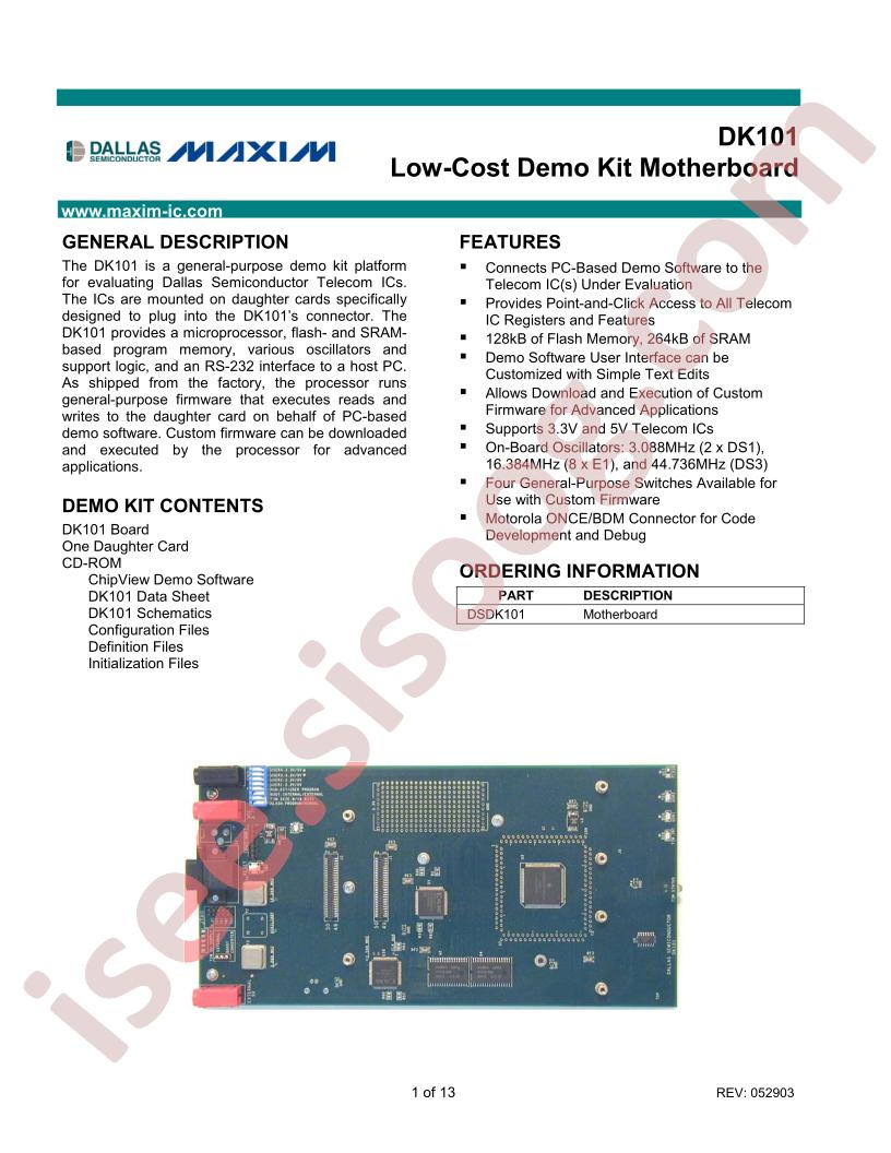 DK101 Demo Kit Motherboard