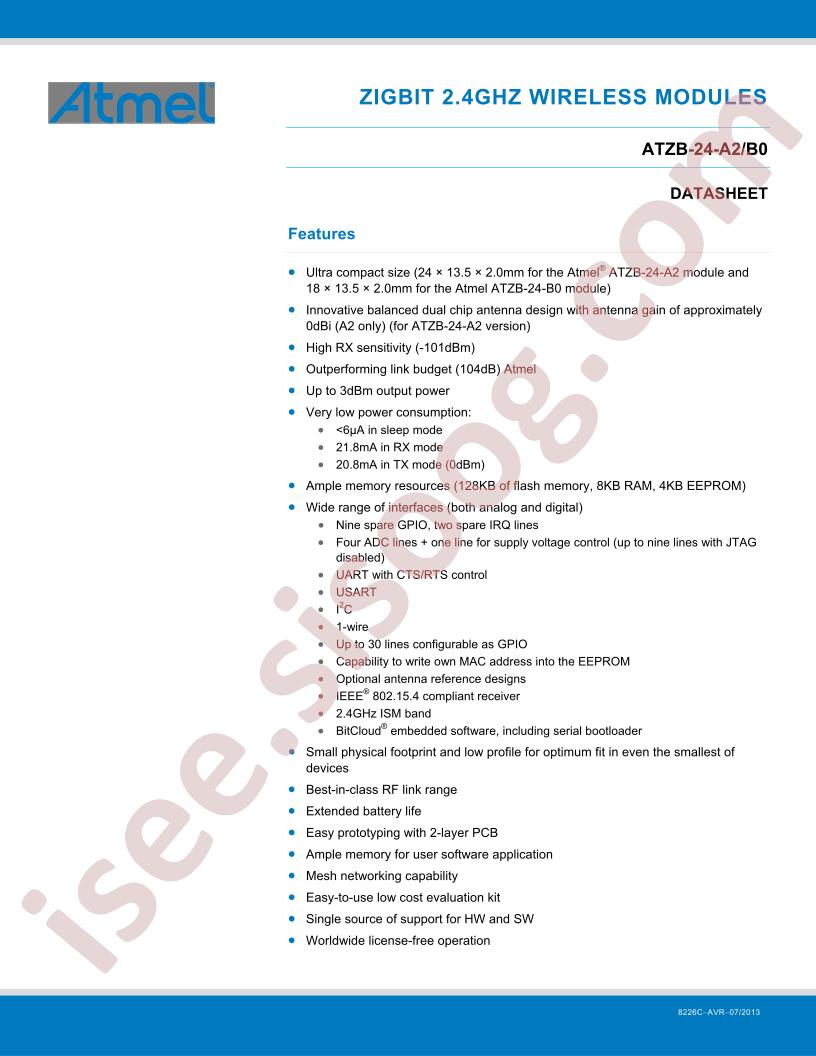 ATZB-24-A2/B0 Datasheet