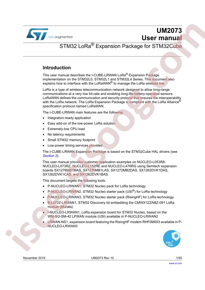 STM32 LoRa® Expansion Pkg User Manual