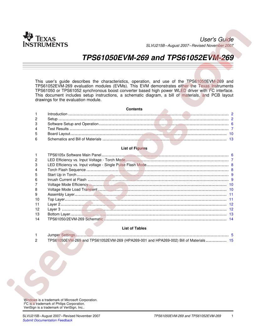 TPS61050/52EVM-269 Guide