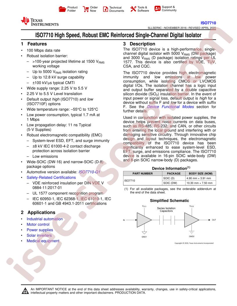 ISO7710(F) Datasheet