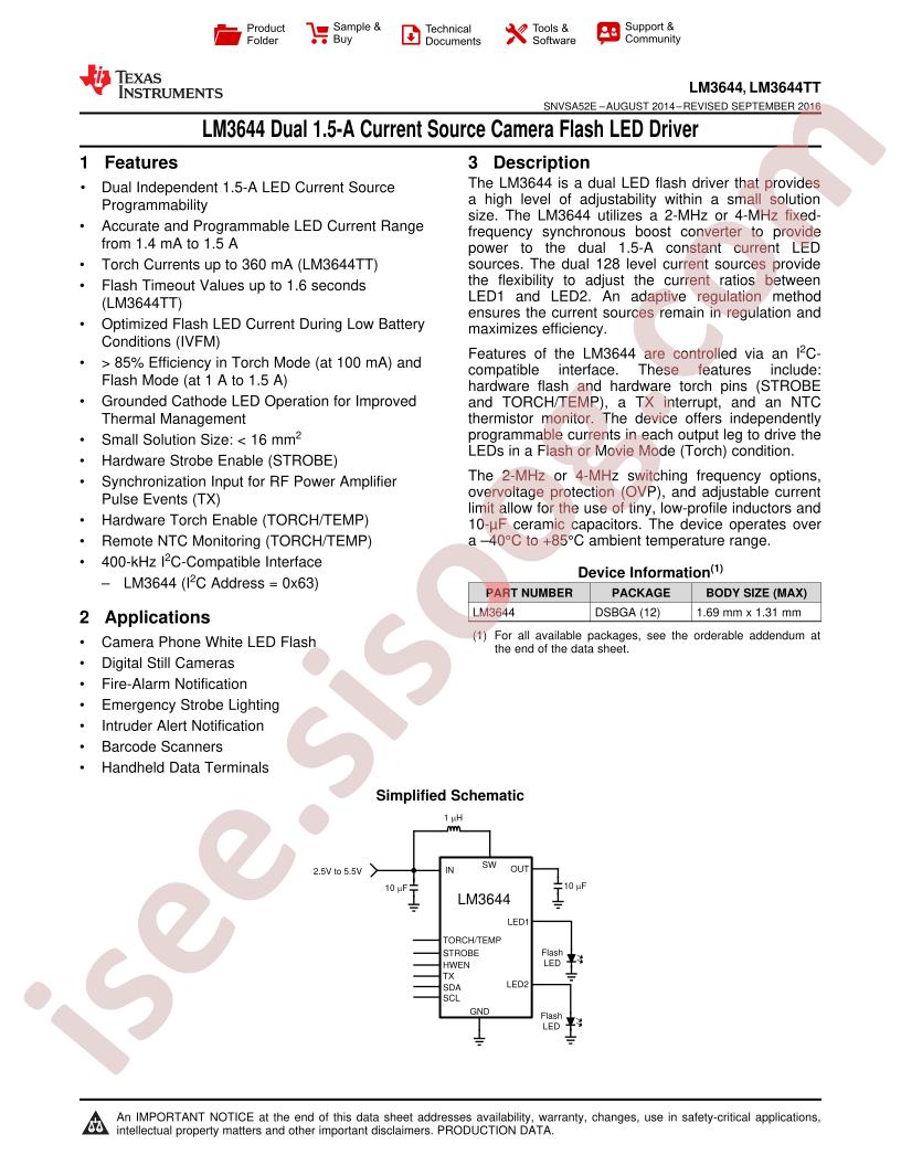 LM3644 Datasheet