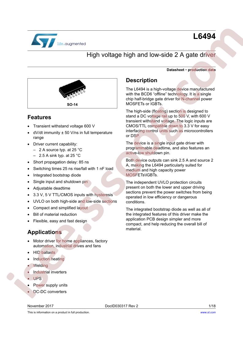 L6494 Datasheet