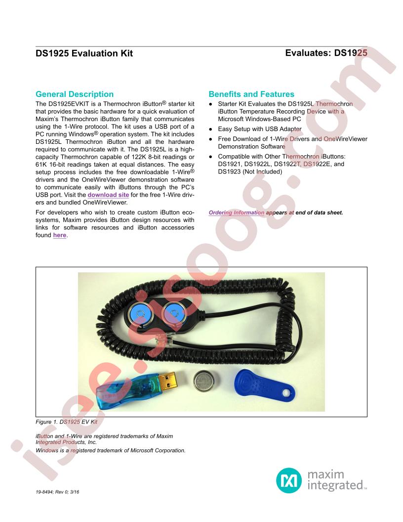 DS1925 Eval Kit