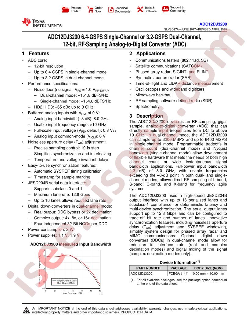 ADC12DJ3200 Datasheet
