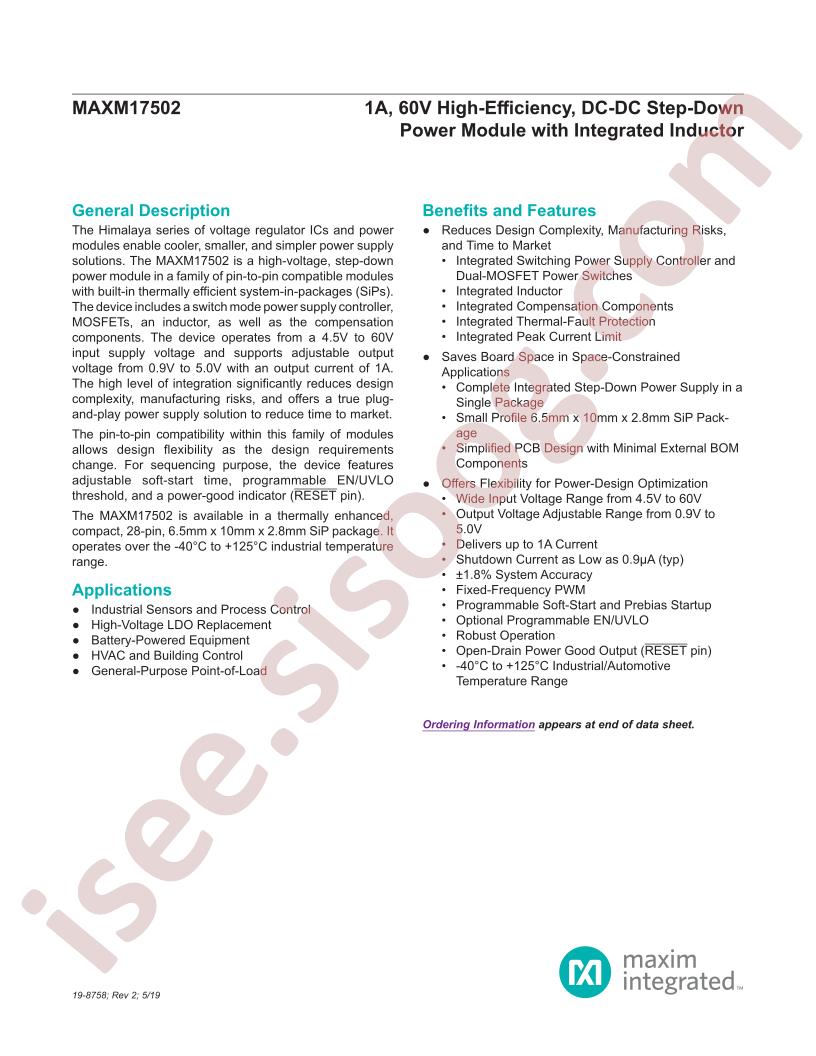 MAXM17502 Datasheet