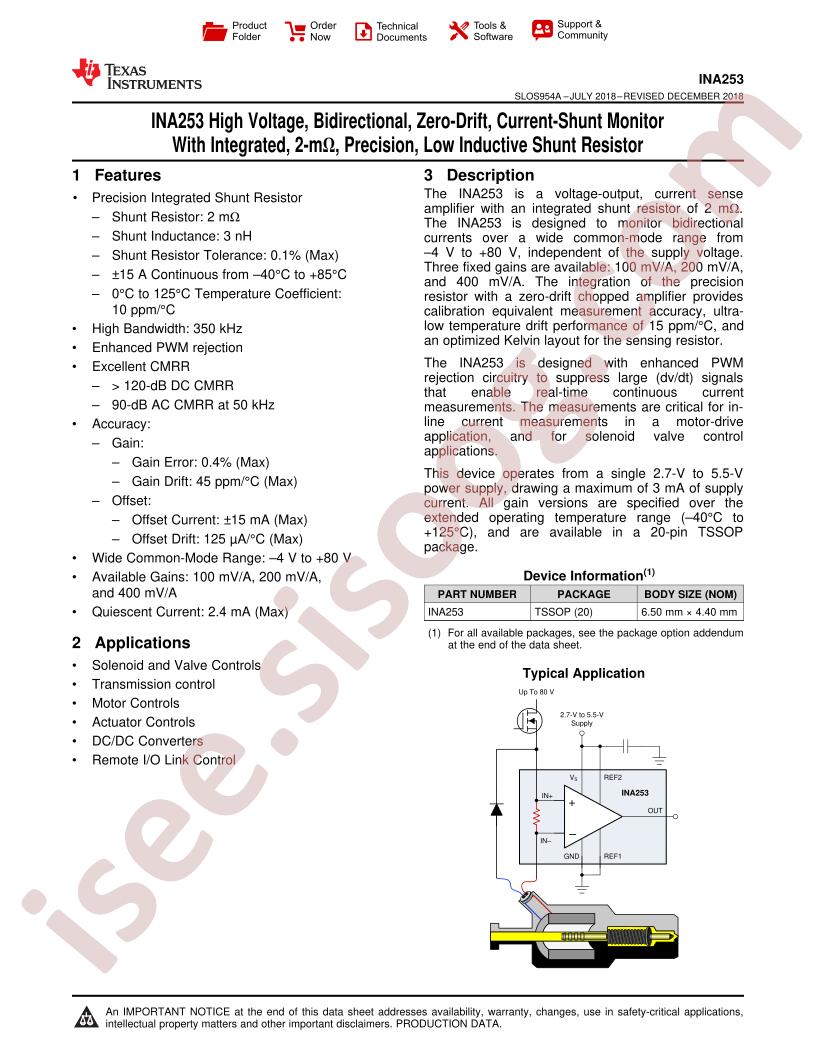 INA253 Datasheet