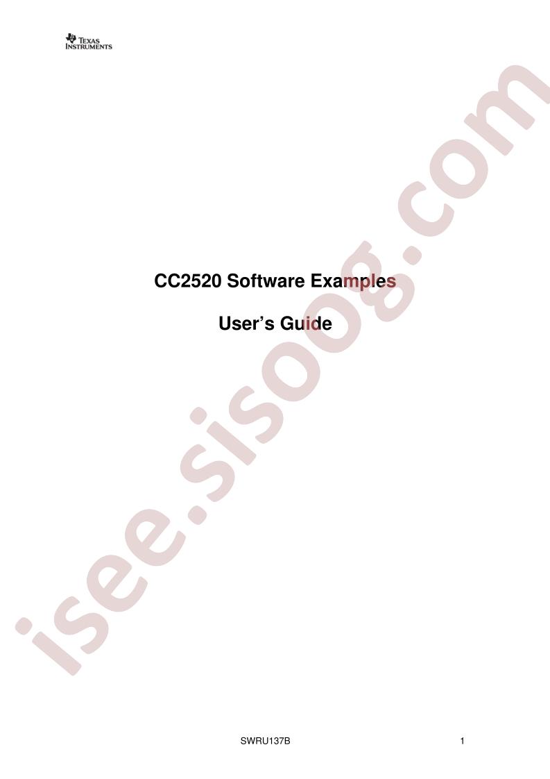 CC2520 Software User Guide