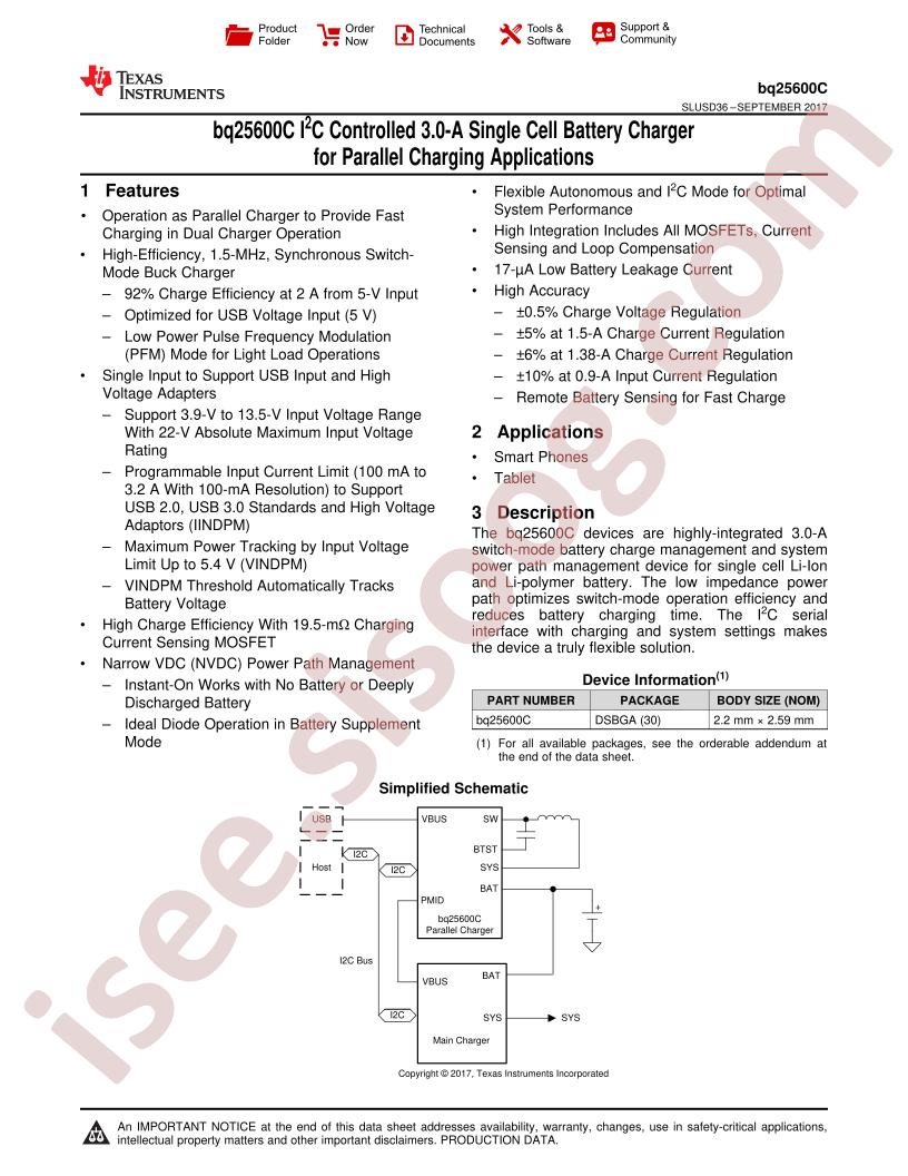 BQ25600C Datasheet