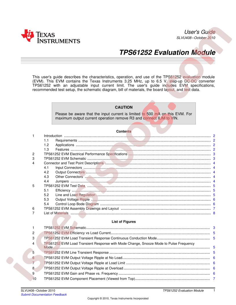 TPS61252EVM-667 User Guide