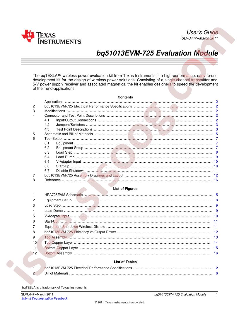 BQ51013EVM-725 User Guide