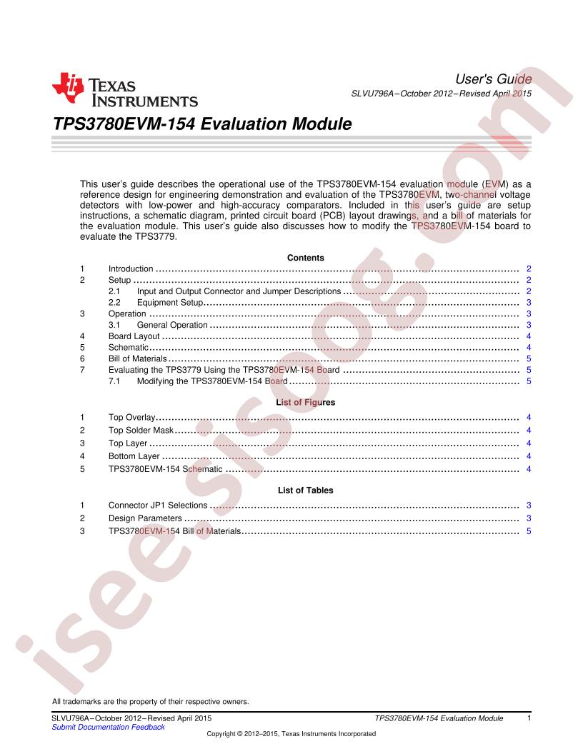 TPS3780EVM-154 User Guide