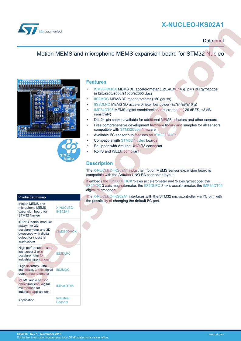 X-NUCLEO-IKS02A1 Data Brief