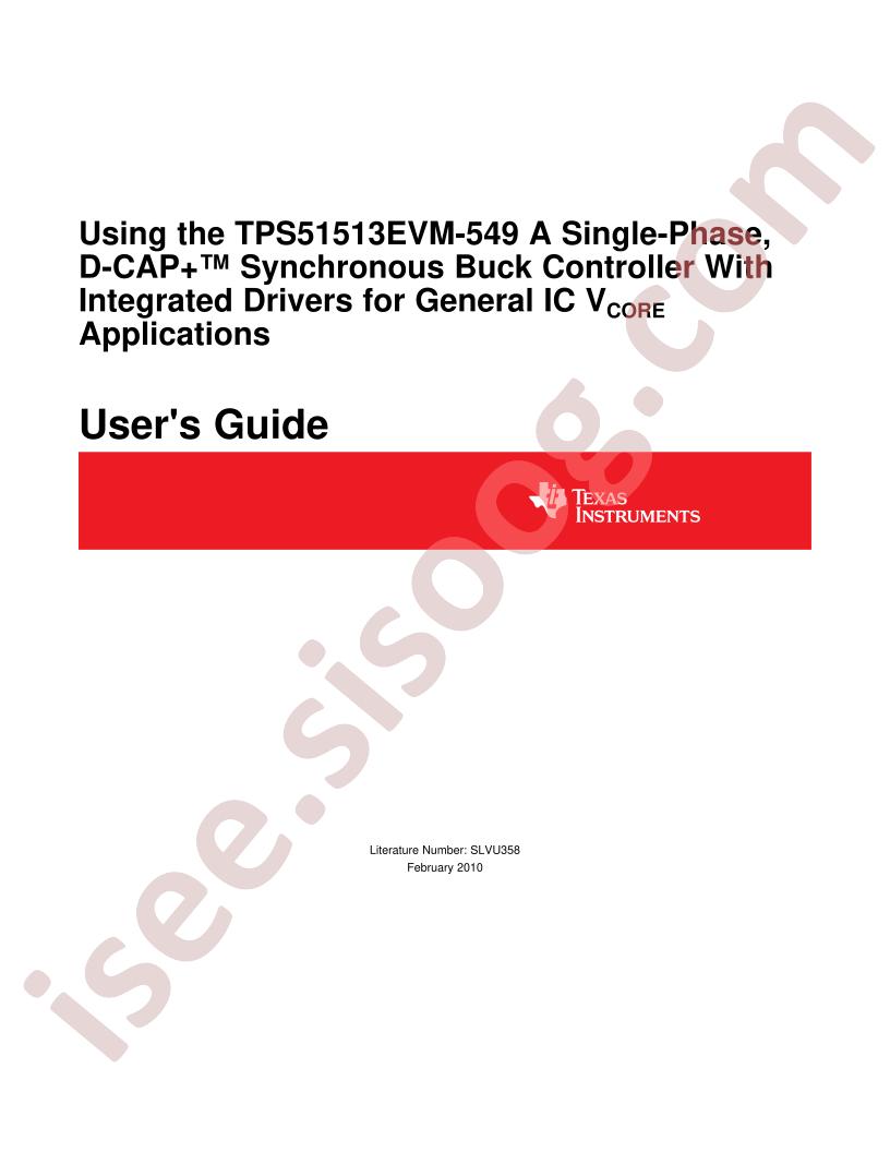 TPS51513EVM-549 User Guide