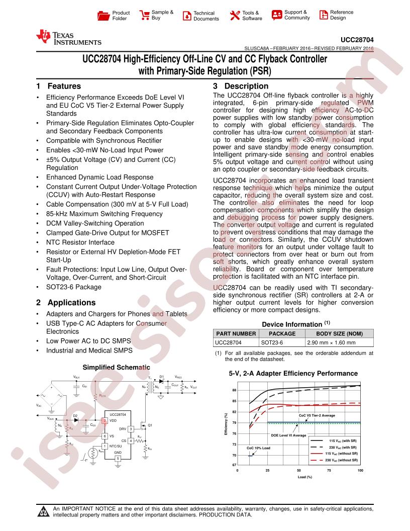 UCC28704 Datasheet