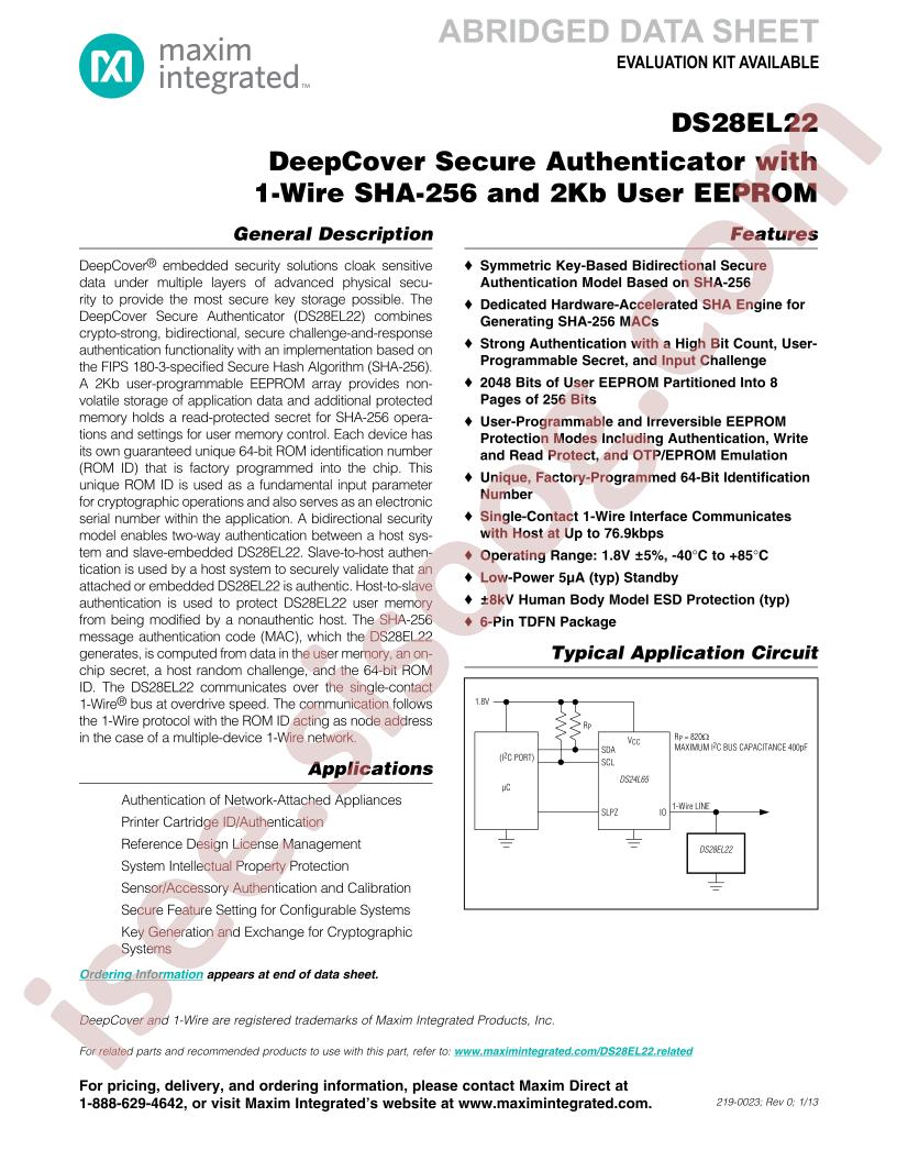 DS28EL22 Abridged Datasheet