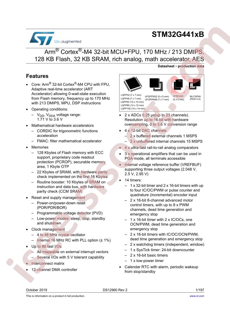 STM32G441xB Datasheet