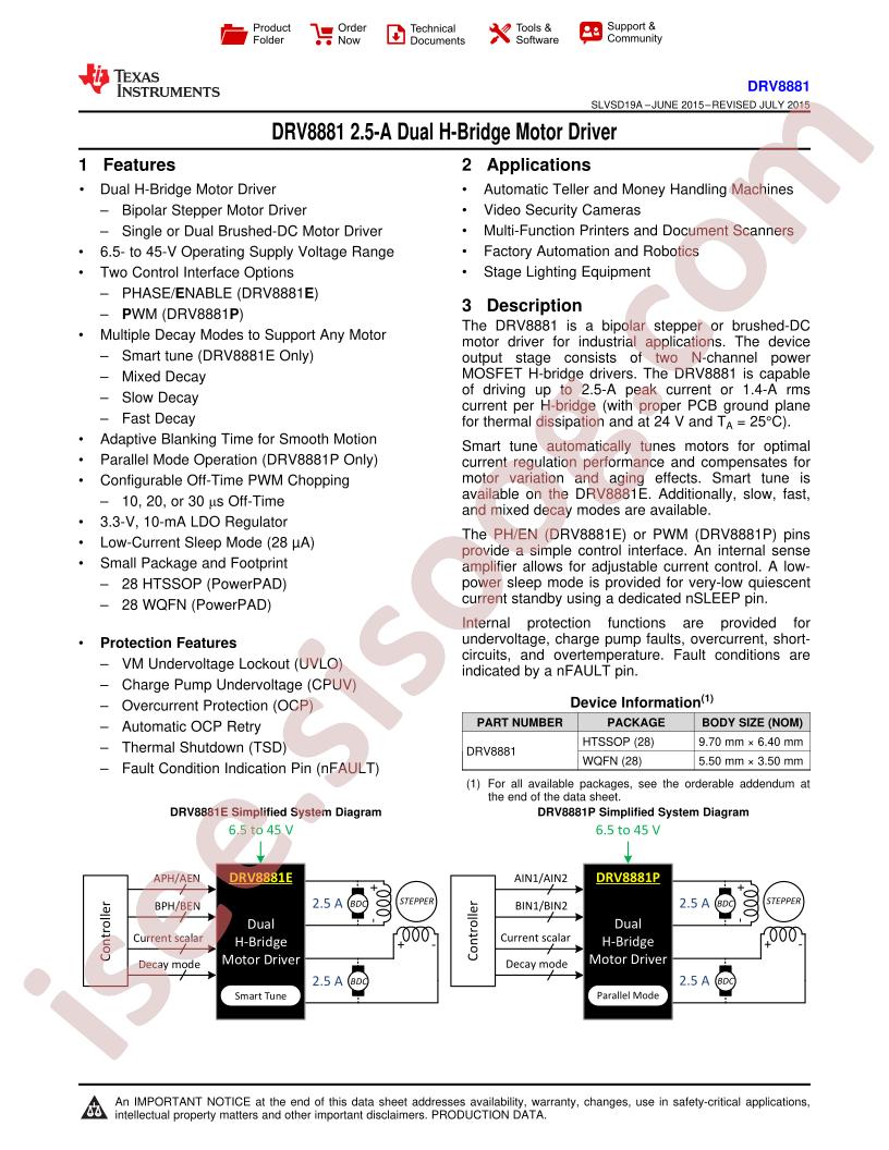 DRV8881 Datasheet