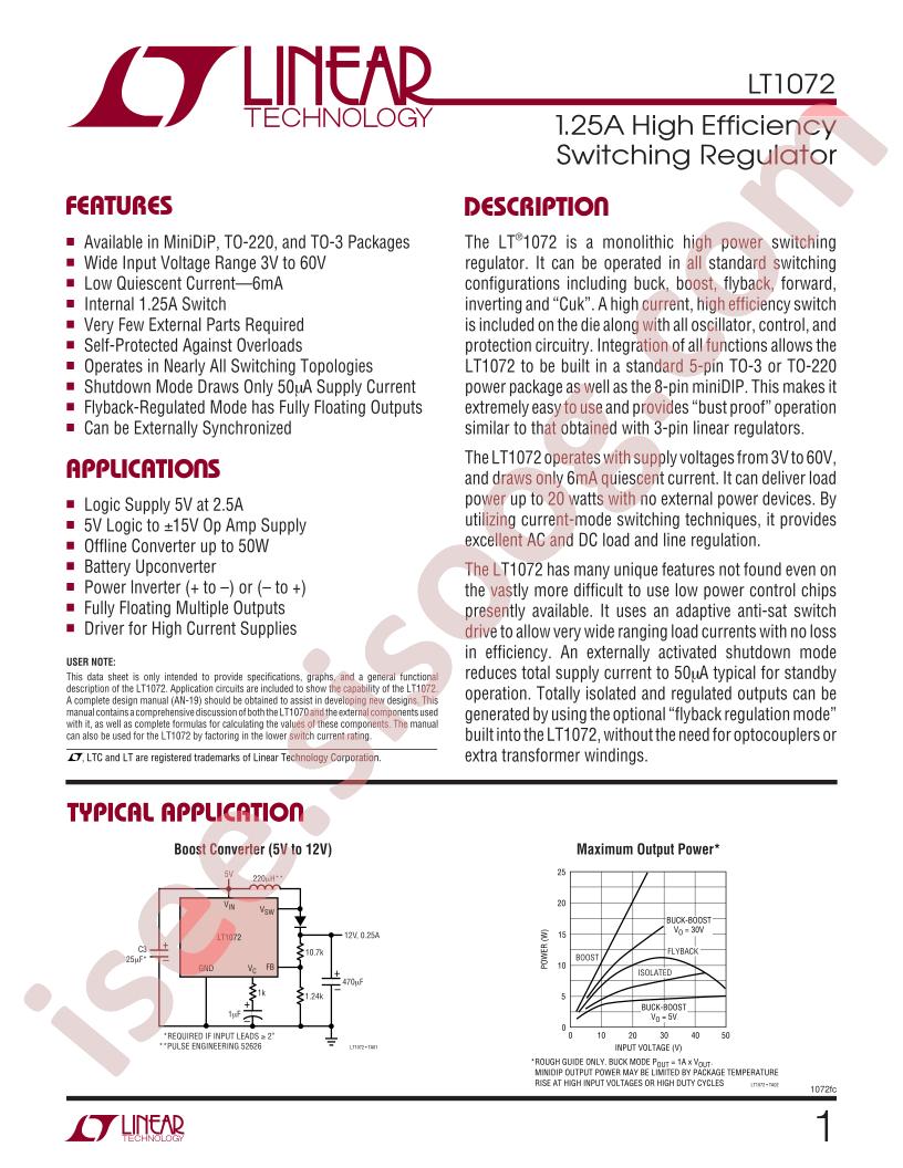 LT1072 Datasheet