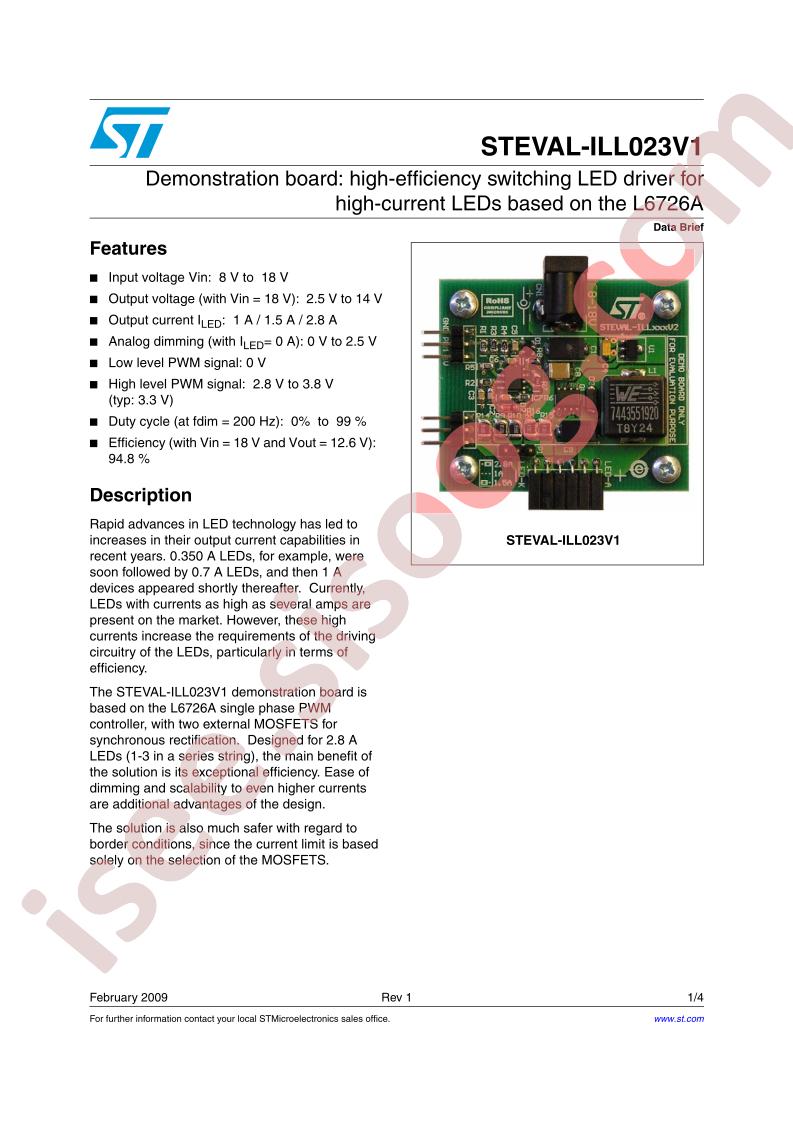 STEVAL-ILL023V1 Data Brief
