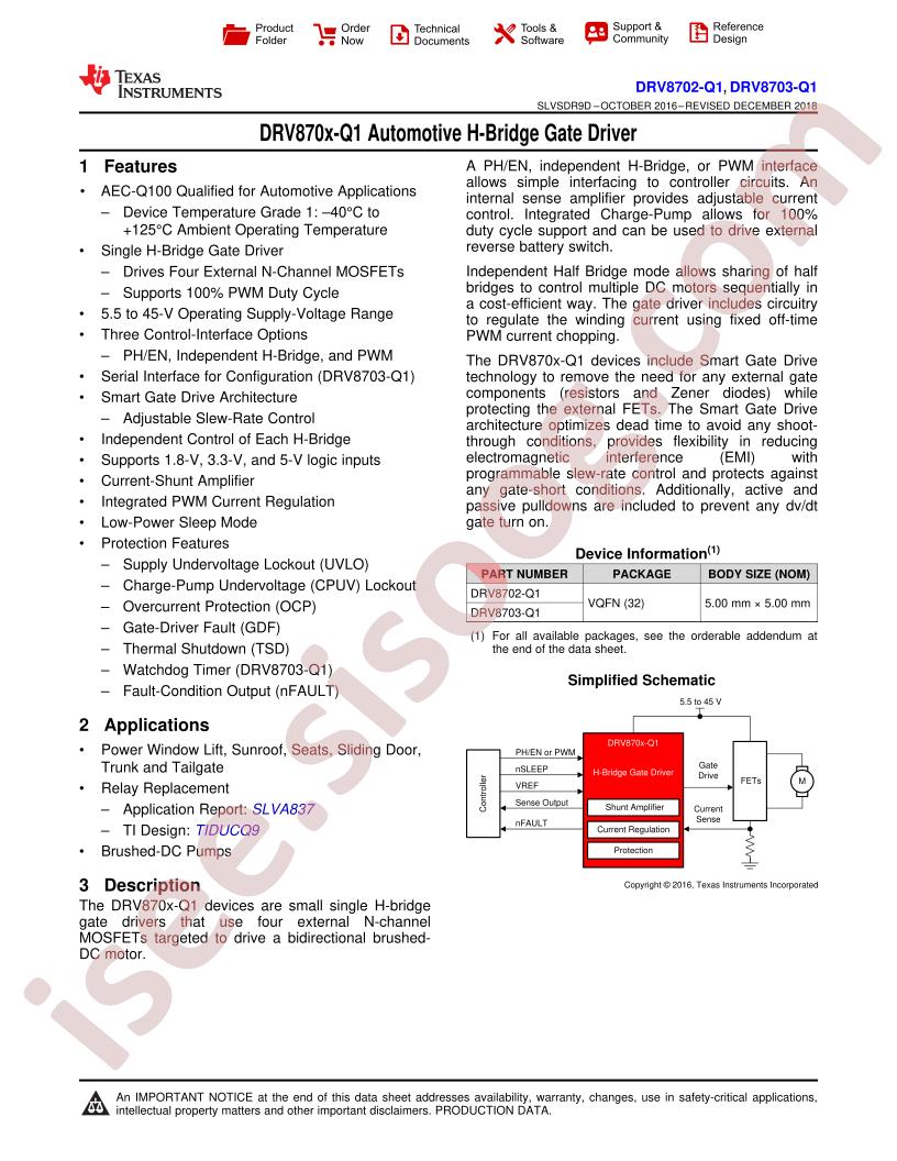 DRV8702-Q1, DRV8703-Q1 Datasheet