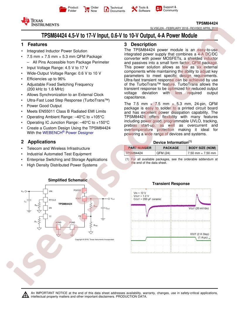 TPSM84424 Datasheet