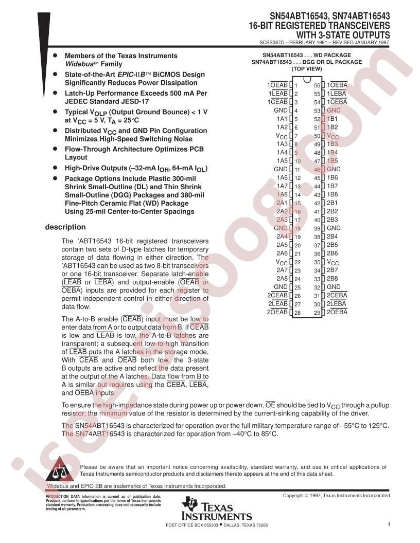 SN54ABT16543, SN74ABT16543