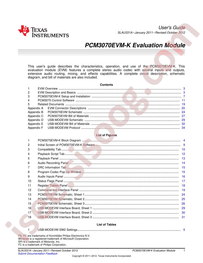 PCM3070EVM-K User Guide