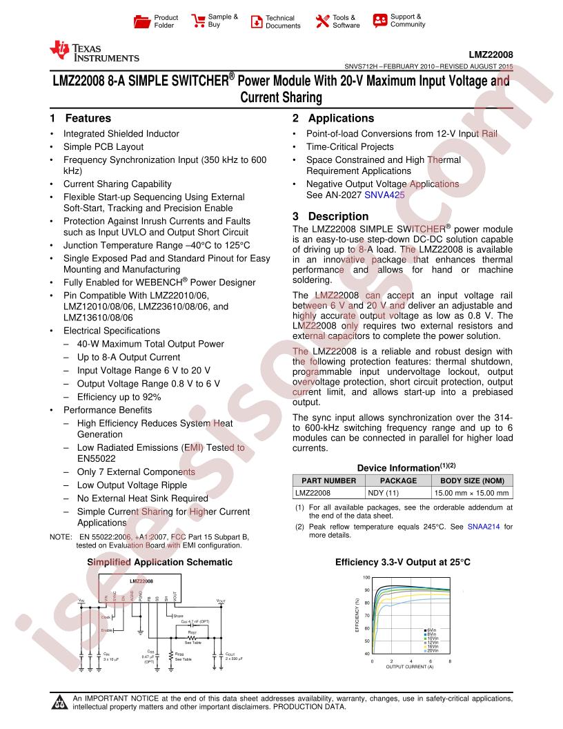 LMZ22008 Datasheet