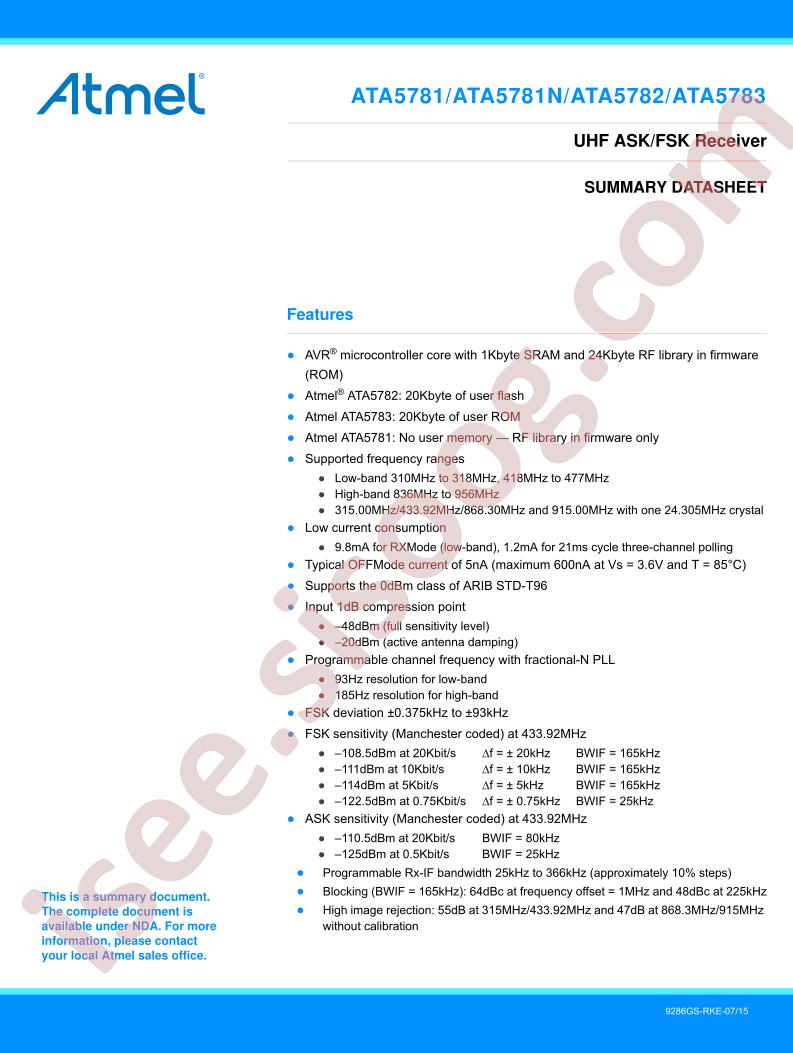 ATA5781(N),82,83 Summary