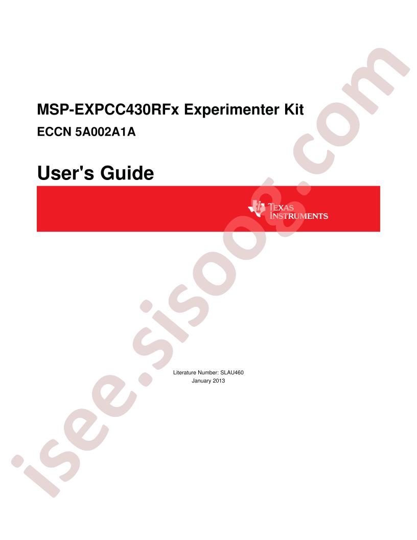 MSP-EXPCC430RFx User Guide