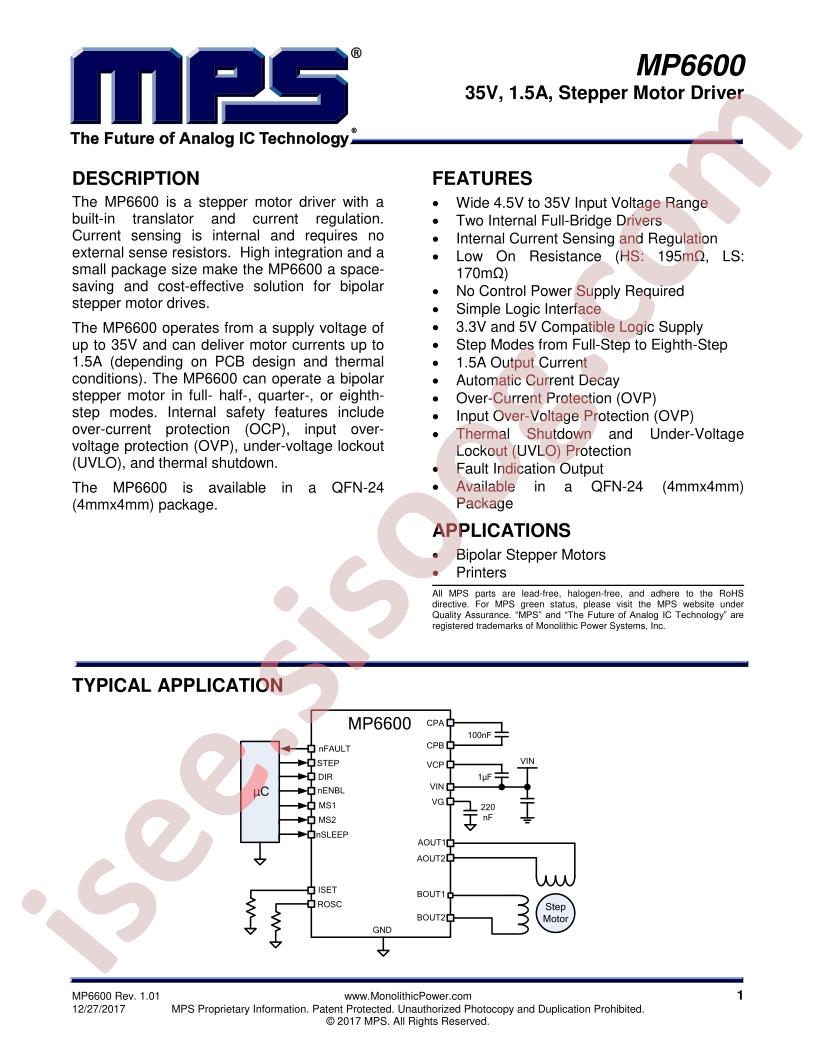 MP6600 Datasheet