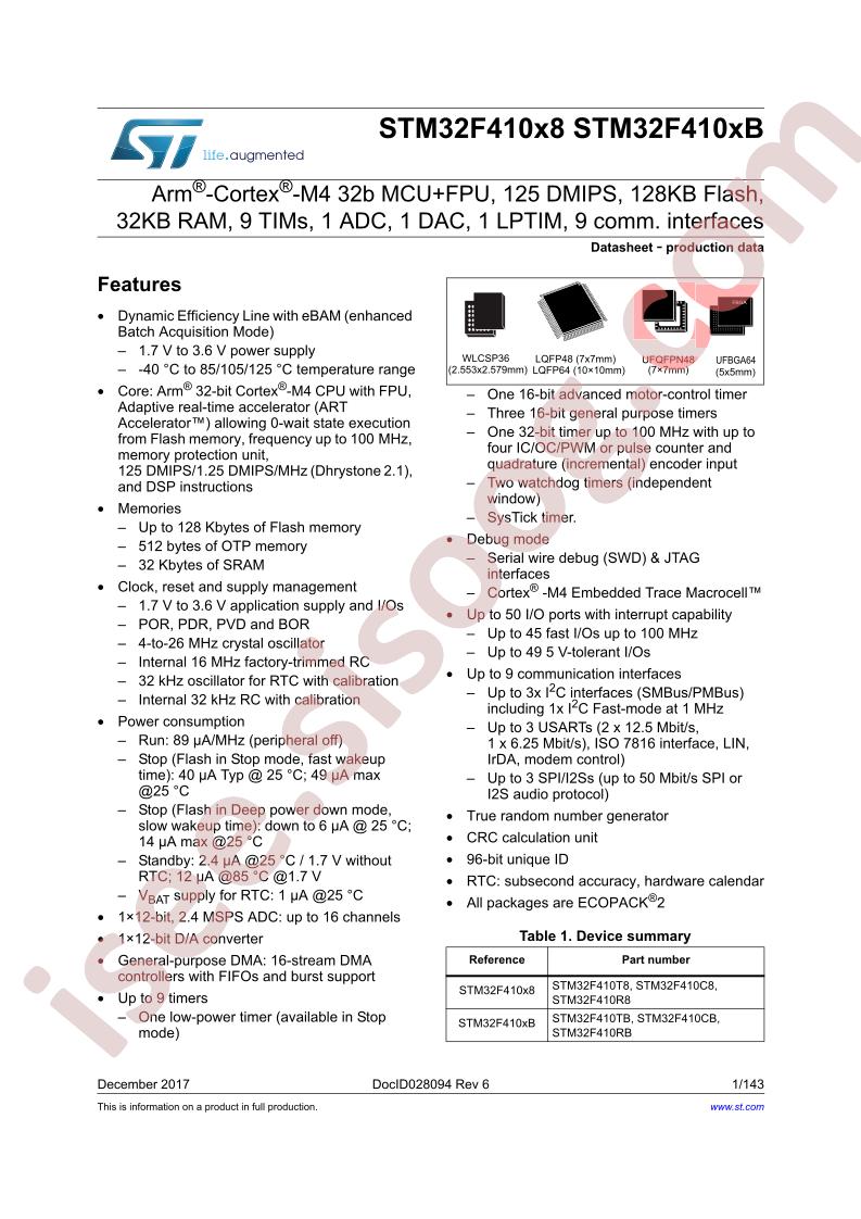 STM32F410x8, STM32F410xB