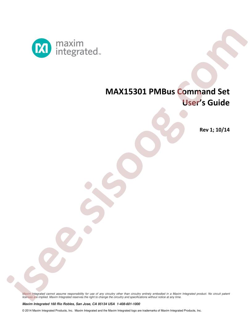 MAX15301 PMBus Command Set Guide