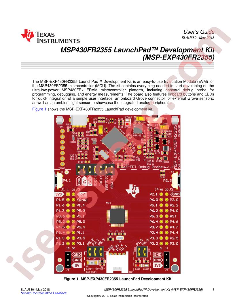 MSP‑EXP430FR2355 User Guide