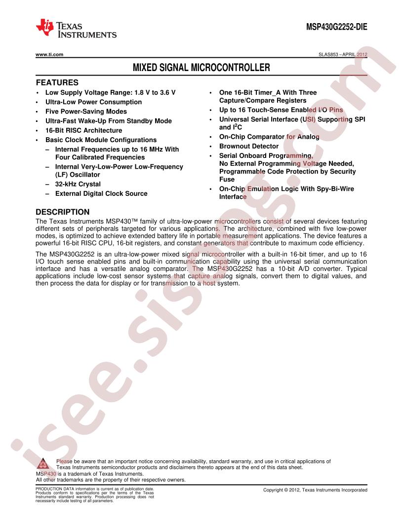MSP430G2252-DIE