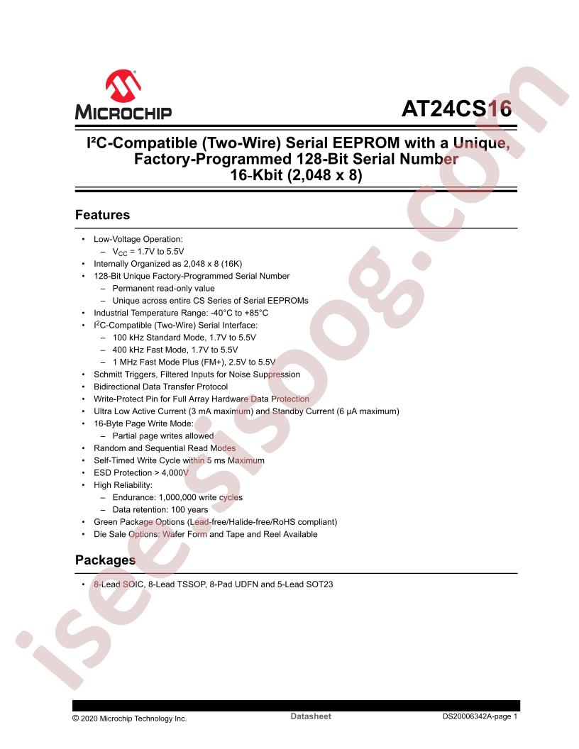 AT24CS16 DataSheet