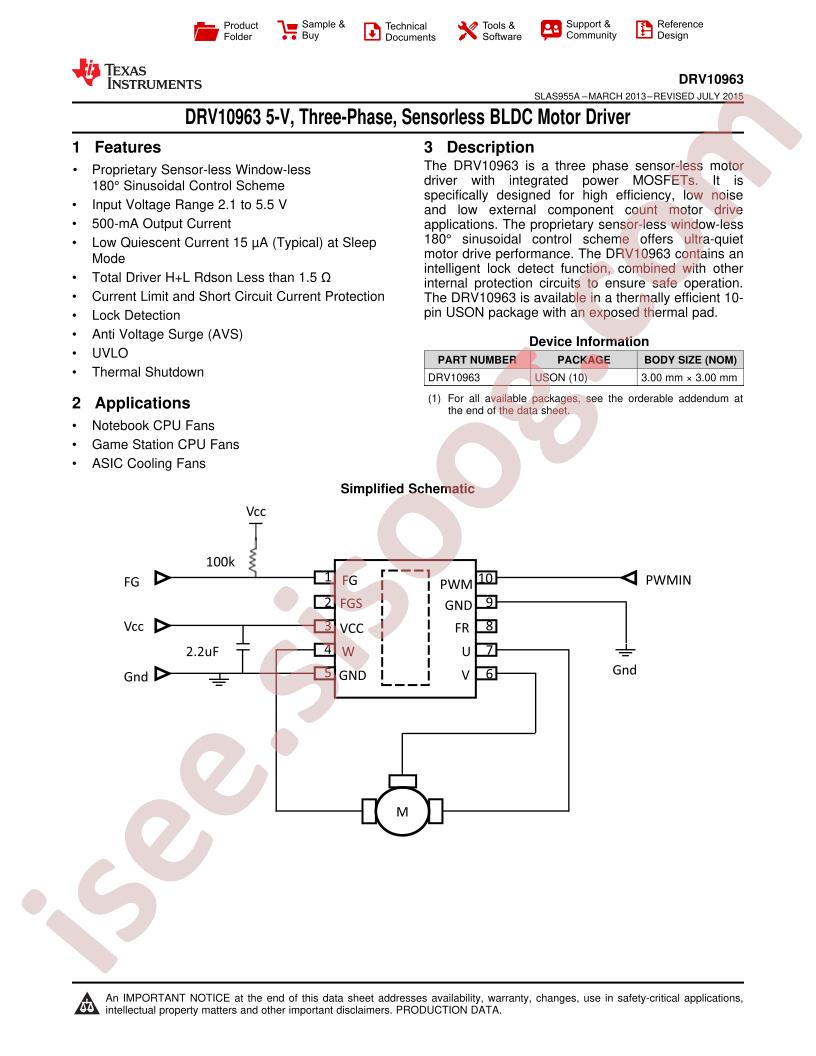 DRV10963 Datasheet