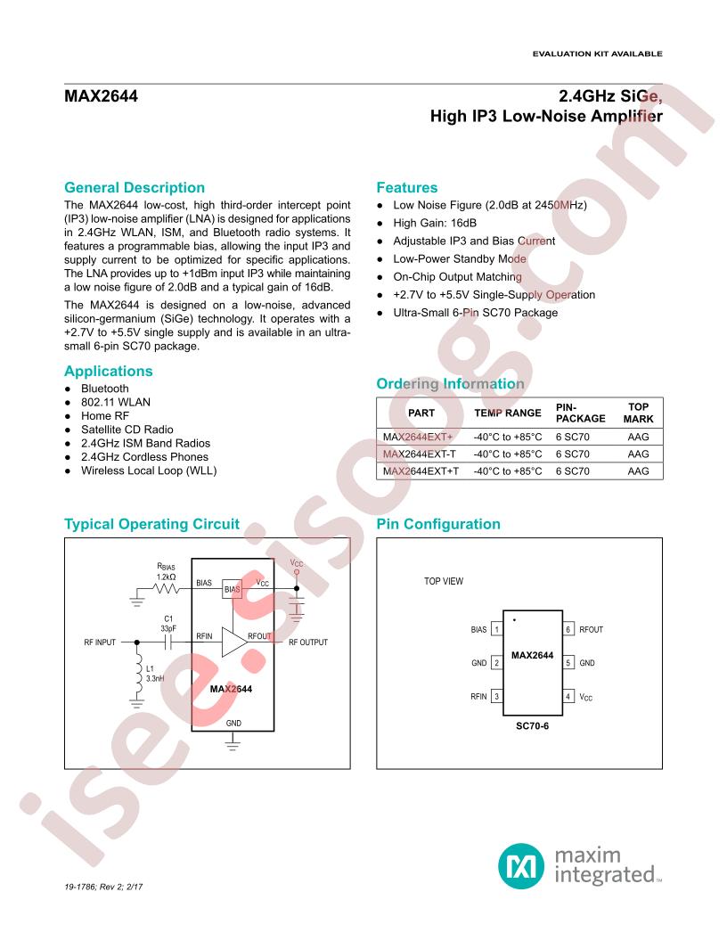 MAX2644 Datasheet