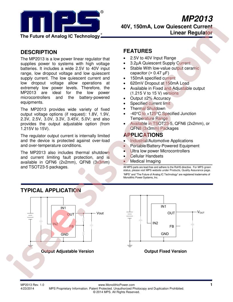 MP2013 Datasheet